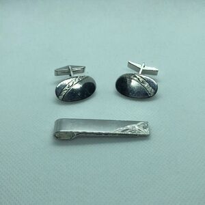 💛 Sterling Silver Vintage Cuff Links & Tie Bar